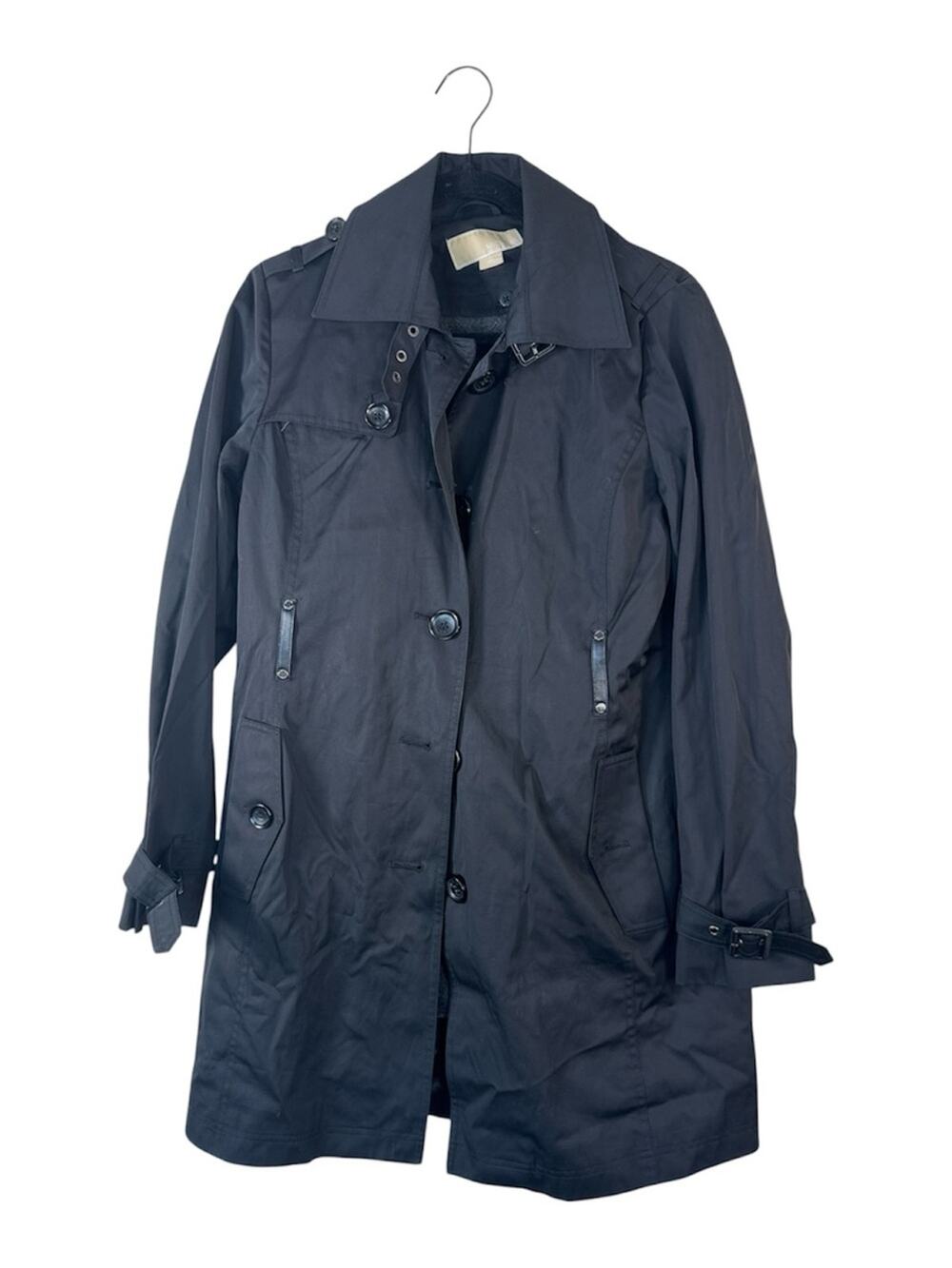 Michael Kors Black Trench Coat Womens S Preppy Fall Classic Old Money Jacket